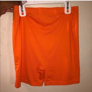 orange biker shorts